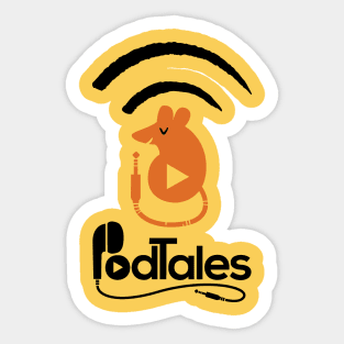 PodTales Mouse with Sound Waves (Stereo) Sticker